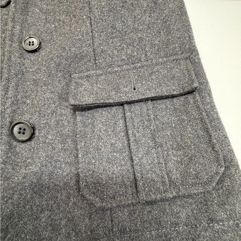 Black Rivet Men's Medium Wool Blend Military Field Jacket Charcoal Gray Hooded